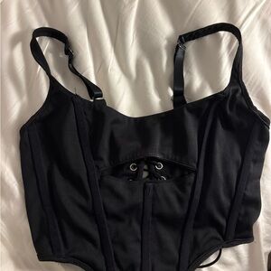 Edikted Black Lace-Up Corset Top